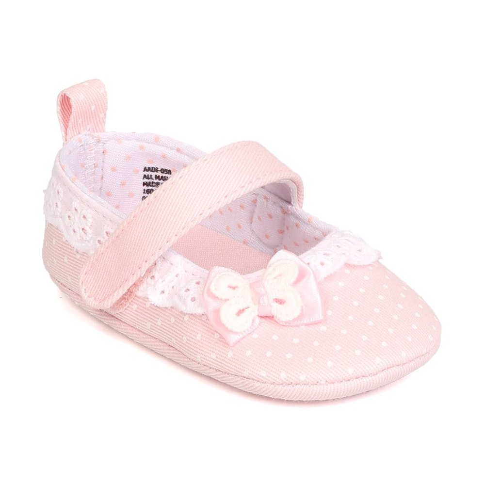 Baby Infant Girl Canvas Polka Dot Mary Jane Hook and Loop Ballet Flat